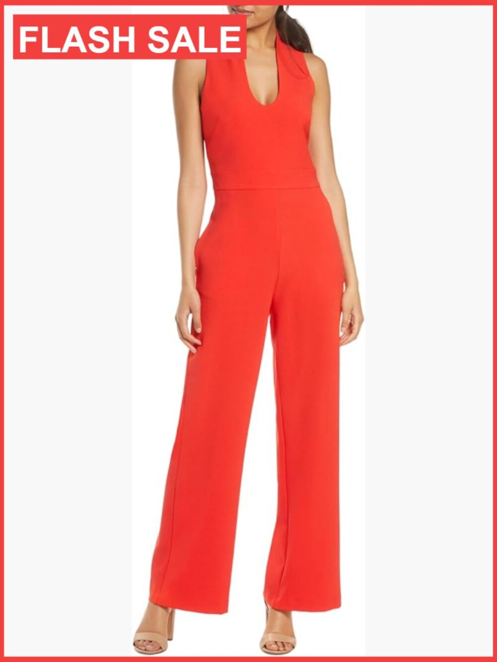 Sleeveless Scoop Neck Crepe Jumpsuit Size 2P